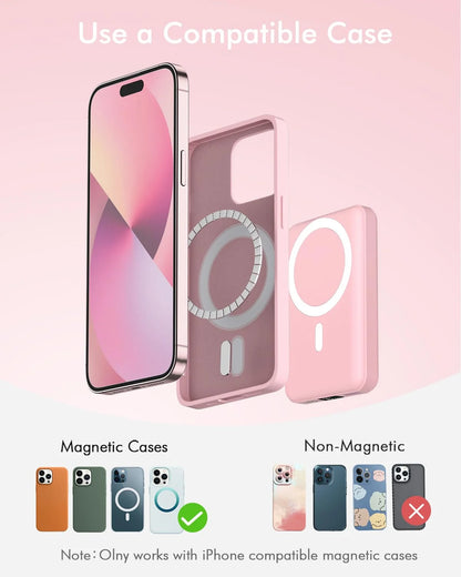 Wireless Portable Charger, 10000Mah Magnetic Power Bank LED Display 22.5W PD Fast Charging Battery Pack for Iphone 16/15/14/13/12/Mini/Pro/Pro Max-Pink