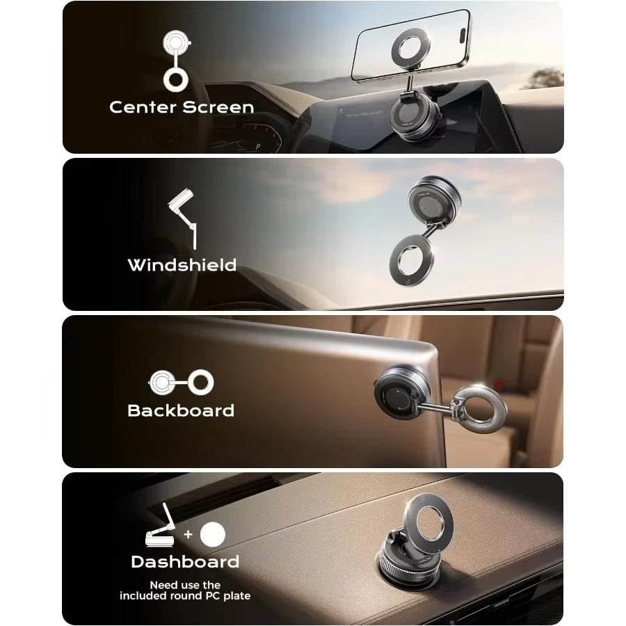 2026 Upgraded Vacuum Magnetic Phone Holders for Your Car 360 Adjustable Absorption Magnetic Bracket 98LBS Magsafe Suctio