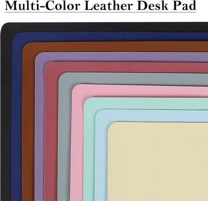 PU Leather Desk Pad with Suede Base, Multi-Color Non-Slip Mouse Pad, 24” X 14” Waterproof Desk Writing Mat, Large Desk Blotter Protector (Black)